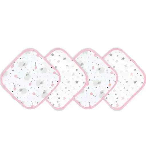 Rose Textiles - Conjunto de toalhas de banho de 4 peças - Elefante rosa e balão