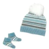 Rose Textiles - Conjunto de gorro e botinha listrado azul para bebê menino