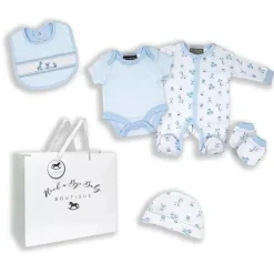 Rose Textiles - Conjunto de 5 peças para meninos com sacola de presente, caixa de brinquedos