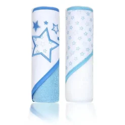 Rose Textiles - Conjunto de 2 toalhas com capuz, estrelas azuis