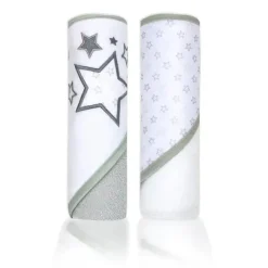 Rose Textiles - Conjunto de 2 toalhas com capuz, estrelas cinza