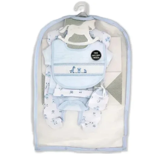 Rose Textiles - Conjunto de 5 peças para meninos com sacola de presente, caixa de brinquedos