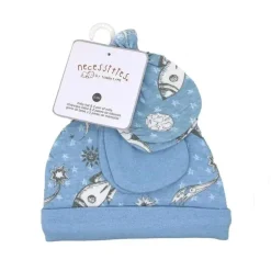 Rose Textiles - Conjunto de boné e luva de 3 peças, espaço azul