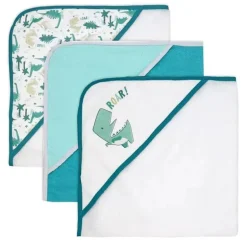 Rose Textiles - Conjunto de banho de 8 peças - 5 toalhas com capuz e 3 panos de rosto, Dino