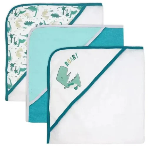 Rose Textiles - Conjunto de banho de 8 peças - 5 toalhas com capuz e 3 panos de rosto, Dino