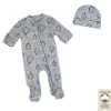 Rose Textiles - Dorminhoco de balão de ar quente de urze 100% orgânico + chapéu, cinza