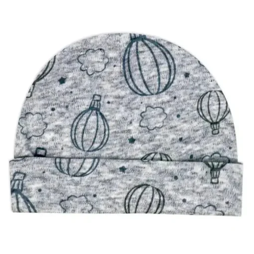 Rose Textiles - Dorminhoco de balão de ar quente de urze 100% orgânico + chapéu, cinza