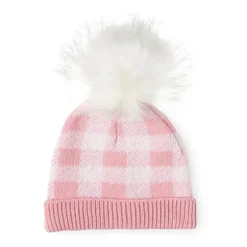 Rose Textiles - gorro e sapatinhos de pele sintética com xadrez de búfalo rosa