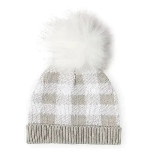 Rose Textiles - gorro e sapatilha de pele sintética xadrez cinza búfalo