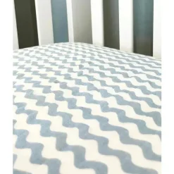 Rose Textiles - Lençol de berço de musselina ondulado, azul