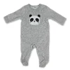 Rose Textiles - Macacão de veludo com nervuras para bebê, Panda