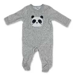 Rose Textiles - Macacão de veludo com nervuras para bebê, Panda