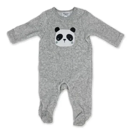 Rose Textiles - Macacão de veludo com nervuras para bebê, Panda