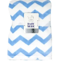 Rose Textiles - Manta de lã coral, Chevron azul e branco