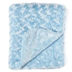 Rose Textiles - Manta de pelúcia encaracolada, azul