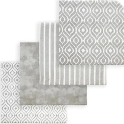Rose Textiles - Manta de recebimento de 4 unidades, cinza