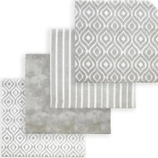 Rose Textiles - Manta de recebimento de 4 unidades, cinza