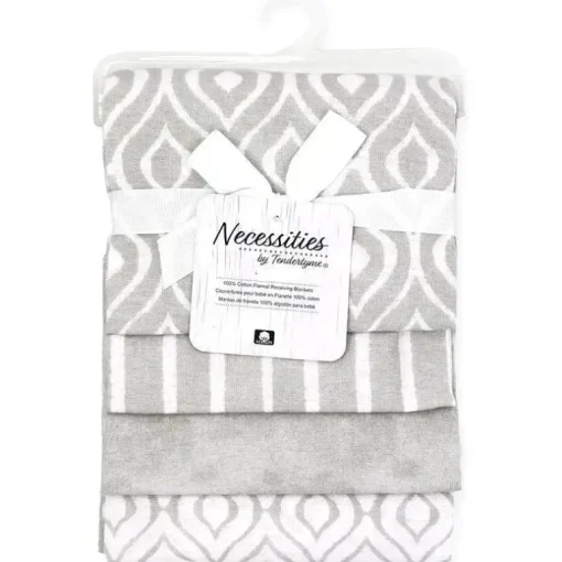 Rose Textiles - Manta de recebimento de 4 unidades, cinza