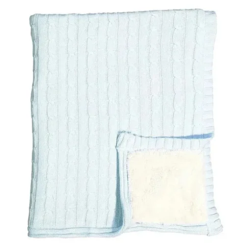 Rose Textiles - Manta Sherpa de malha de cabo, azul