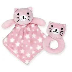 Rose Textiles - Nunu com chocalho de anel, gatinho rosa