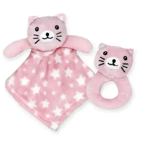 Rose Textiles - Nunu com chocalho de anel, gatinho rosa