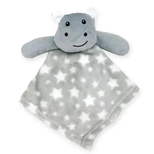 Rose Textiles - Nunu com chocalho de anel, hipopótamo cinza