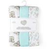 Rose Textiles – Pacote com 3 mantas de musselina para bebês, azul elefante