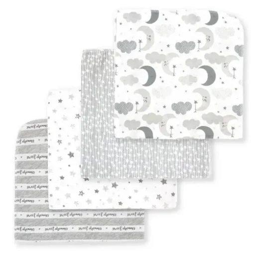 Rose Textiles - Pacote de 4 Cobertor de Recebimento, Cinza Sweet Dreams