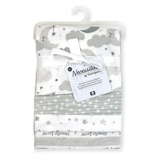 Rose Textiles - Pacote de 4 Cobertor de Recebimento, Cinza Sweet Dreams