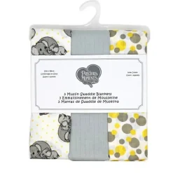 Rose Textiles - Pacote de 3 mantas de musselina, amarelo elefante