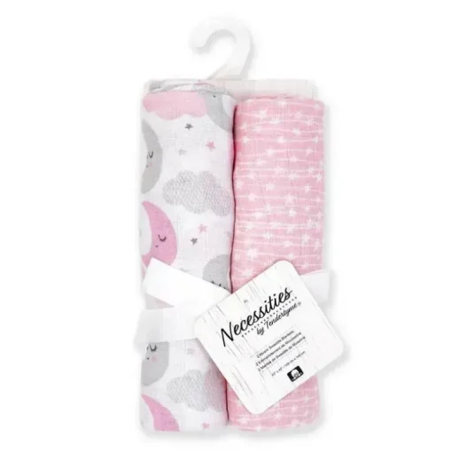 Rose Textiles - Pacote de 2 cobertores de musselina, Pink Sweet Dream