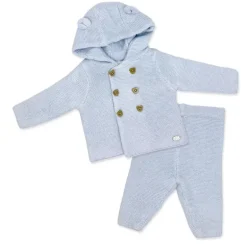 Rose Textiles - 2Pk Baby Boys Hooded Knit Set, Baby Blue