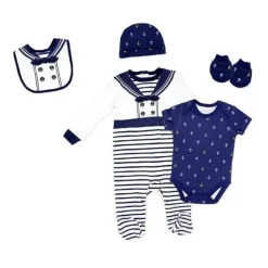 Rose Textiles - 5Pk Baby Boy Sailor definido em uma bolsa de malha
