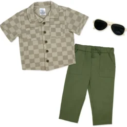 Rose Textiles - 3Pk Baby Boy Pant Set, Green Checker