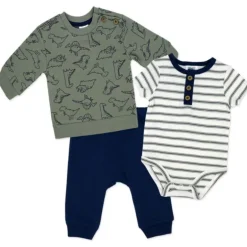 Rose Textiles - 3Pk Baby Boys French Terry Set, Dinosaur