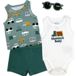 Rose Textiles - 4Pk Baby Boys Short Set, Mommy's Baby Cars