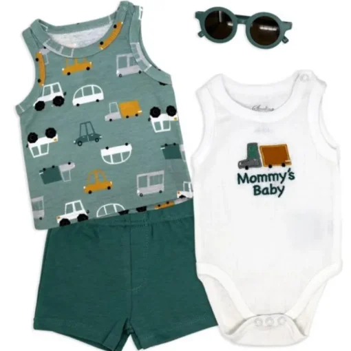 Rose Textiles - 4Pk Baby Boys Short Set, Mommy's Baby Cars