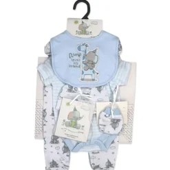 Rose Textiles - 6Pk Baby Boy Gift Set, Flump The Elephant Blue
