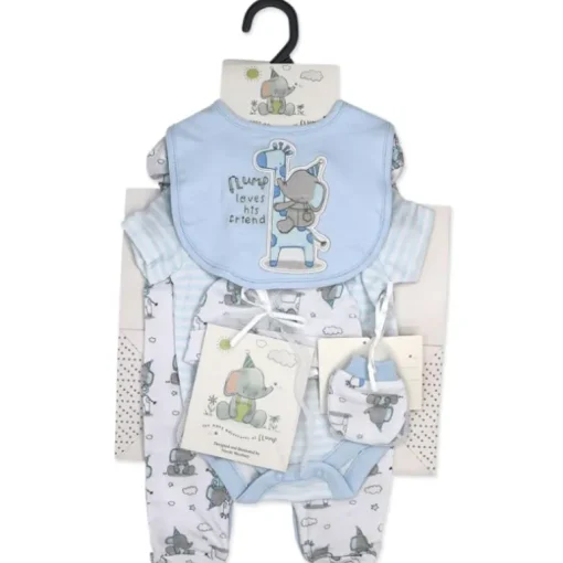 Rose Textiles - 6Pk Baby Boy Gift Set, Flump The Elephant Blue