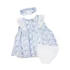 Rose Textiles - 3Pk Baby Girl Broderie Dress Set, Blue Floral