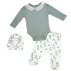Rose Textiles - 3Pk Baby Girls Take Me Home Set, Blue Floral