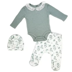 Rose Textiles - 3Pk Baby Girls Take Me Home Set, Blue Floral