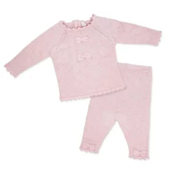Rose Textiles - 2Pk Baby Girls Knit Bow Set, Pink