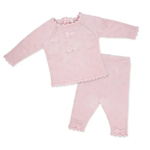 Rose Textiles - 2Pk Baby Girls Knit Bow Set, Pink
