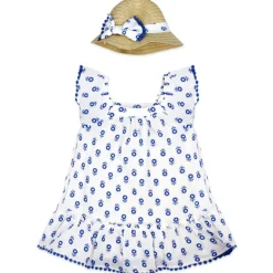 Rose Textiles - 2Pk Baby Girls Dress Set, Blue Floral