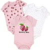 Rose Textiles - 3Pk Baby Girls Bodysuit Set, Strawberry Pink
