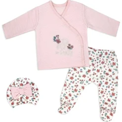 Rose Textiles - 3Pk Baby Girl Quilted Take Me Home, Itty Bitty So Pretty Pink