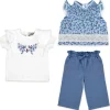 Rose Textiles - 3Pk Baby Girl Pant Set, Blue Floral