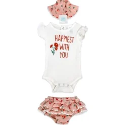 Rose Textiles - 3Pk Baby Girls Skort Set, Happiest With You Pink