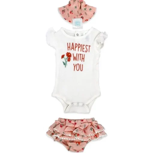 Rose Textiles - 3Pk Baby Girls Skort Set, Happiest With You Pink